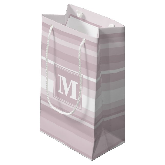 Petit Sac Cadeau Bandes de quartz roses monogrammes (Devant Angle)