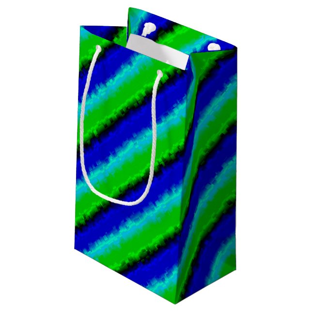 Petit Sac Cadeau Bandes de verre brisé bleu vert (Dos Angle)