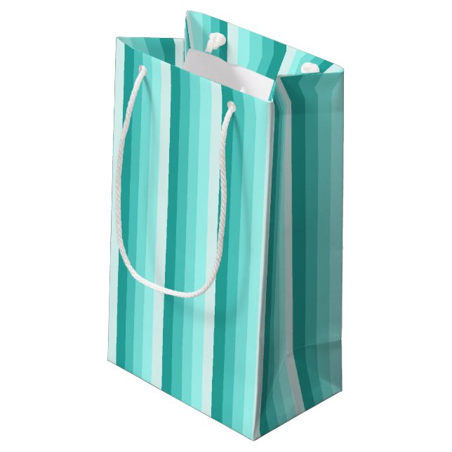 Petit Sac Cadeau Bandes d'ombre turquoise (Dos Angle)