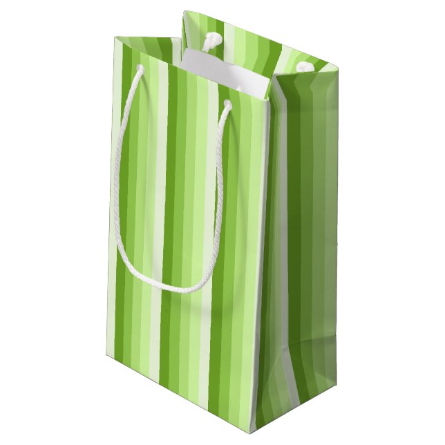 Petit Sac Cadeau Bandes d'ombre vert citron (Dos Angle)