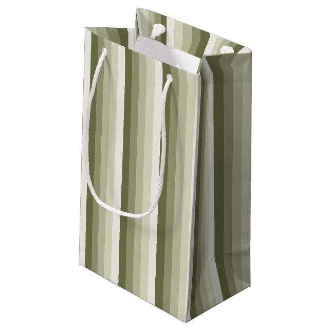 Petit Sac Cadeau Bandes d'ombre vert olive (Dos Angle)