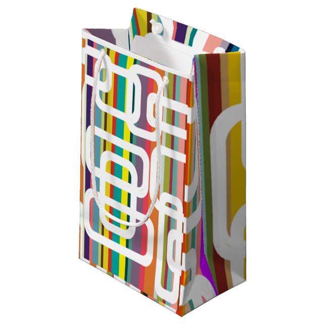 Petit Sac Cadeau Bandes et rectangles (Devant Angle)