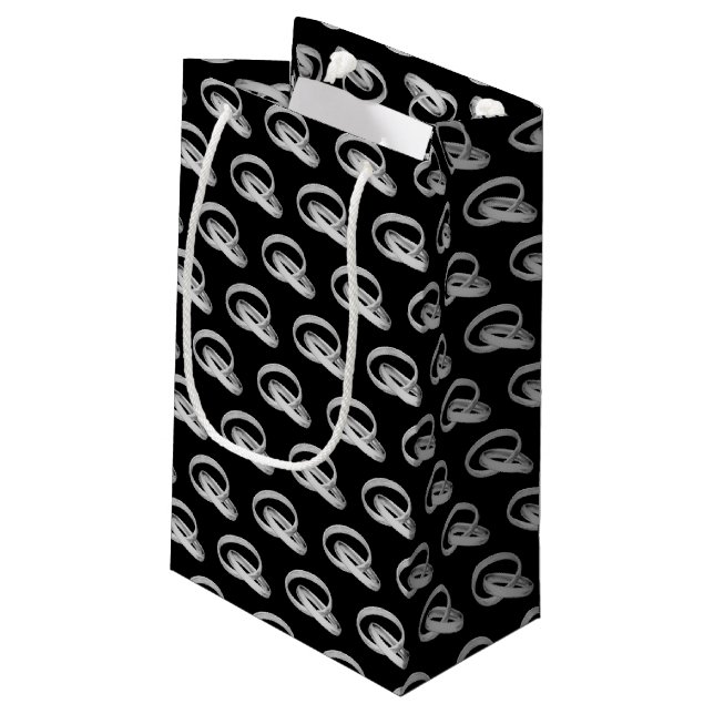 Petit Sac Cadeau bandes mariages argent connectées (Dos Angle)