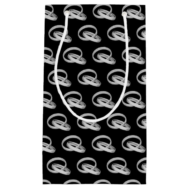 Petit Sac Cadeau bandes mariages argent connectées (Devant)