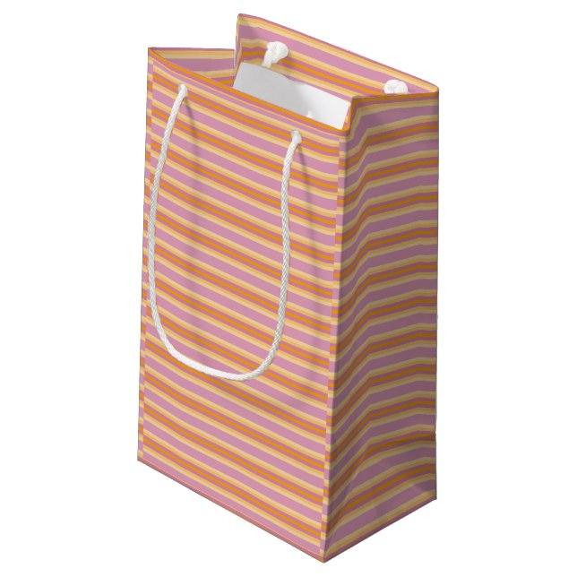 Petit Sac Cadeau Bandes roses orange (Dos Angle)