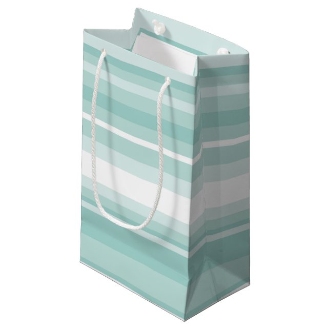 Petit Sac Cadeau Bandes vertes à la menthe (Devant Angle)