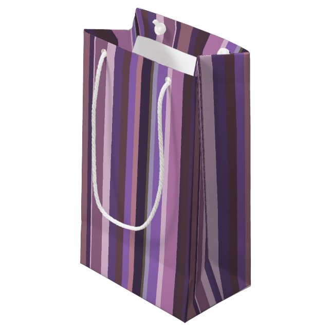 Petit Sac Cadeau Bandes verticales mauves (Devant Angle)