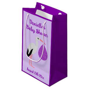 Petit Sac Cadeau Baptême de bébé genre neutre Purple Bébé Cigogne