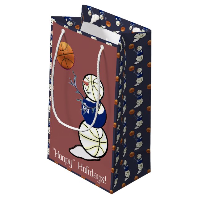 Petit Sac Cadeau Basket-ball Snowman Noël (Dos Angle)
