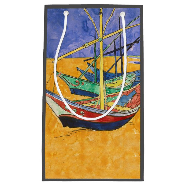 Petit Sac Cadeau Bateaux de Van Gogh Impressionnisme Plage (Devant)