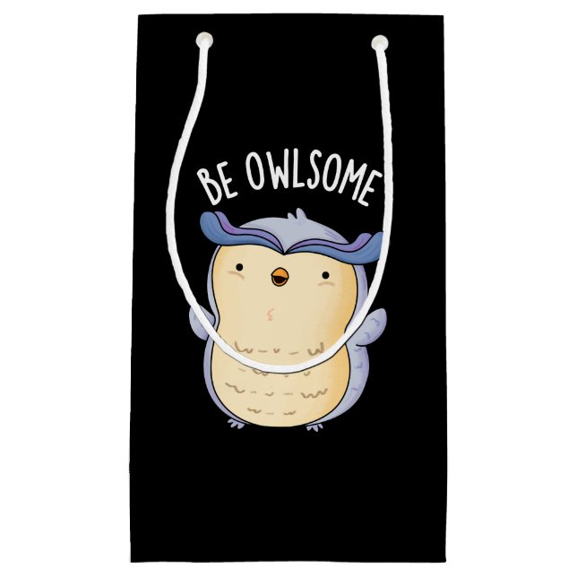 Petit Sac Cadeau Be Owsome Funny Chouette Pun Dark BG (Devant)