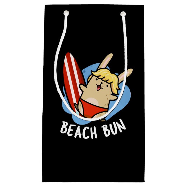 Petit Sac Cadeau Beach Bun Funny Bunny Pun Dark BG (Devant)