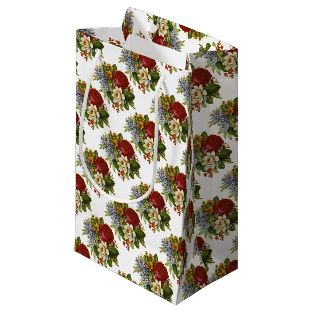 Petit Sac Cadeau Beautiful Romantic Summer Bouquet with Red Rose (Devant Angle)