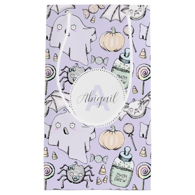 Petit Sac Cadeau Bébé mignon Halloween avec Citrouilles, chauves-so (Devant)