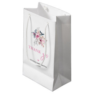 Petit Sac Cadeau Bébé rose floral dans le Baby shower en fleur