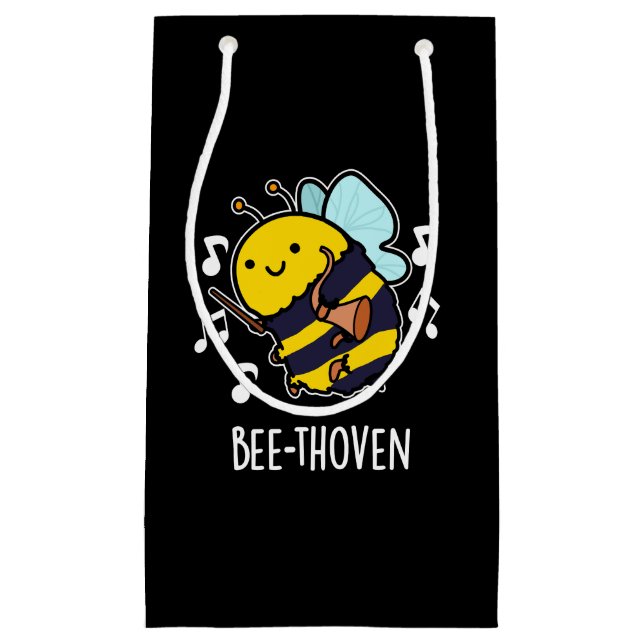 Petit Sac Cadeau Bee-thoven Funny Musique Bee Pun Dark BG (Devant)