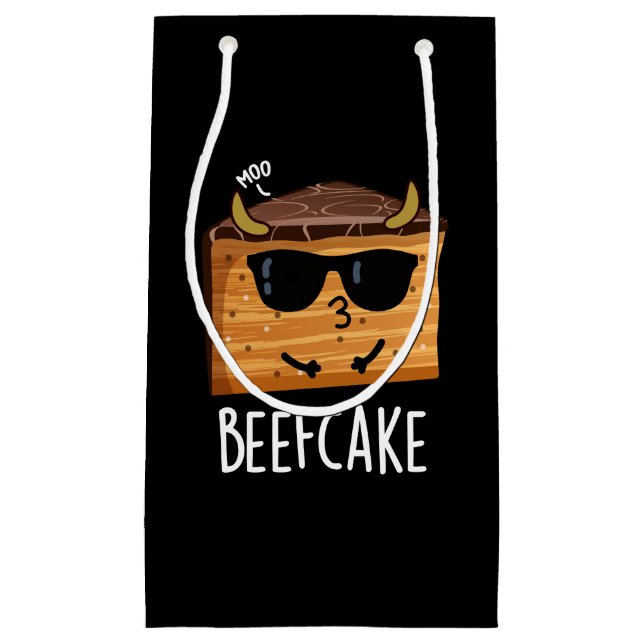 Petit Sac Cadeau Beefcake Funny Cake Pun Dark BG (Devant)