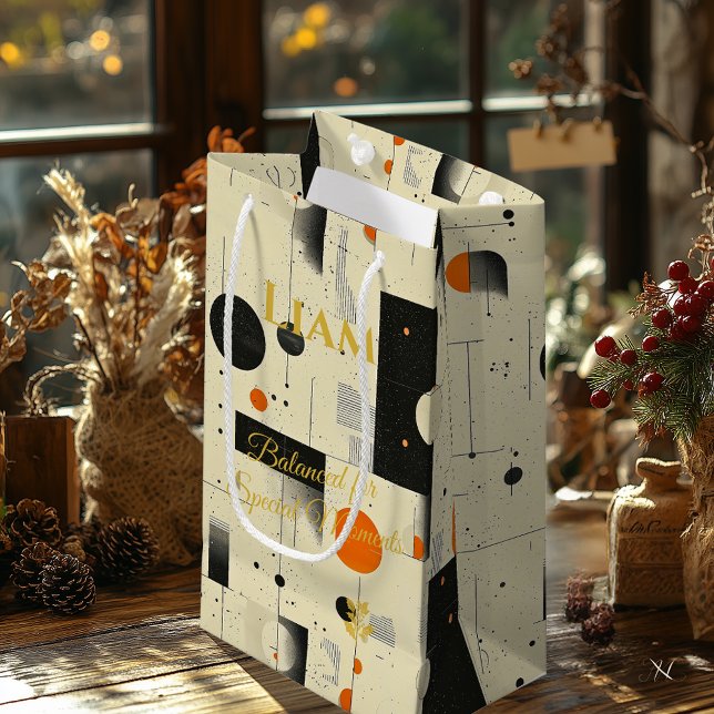 Petit Sac Cadeau Beige et noir Art moderne de balance géométrique (Créateur téléchargé)