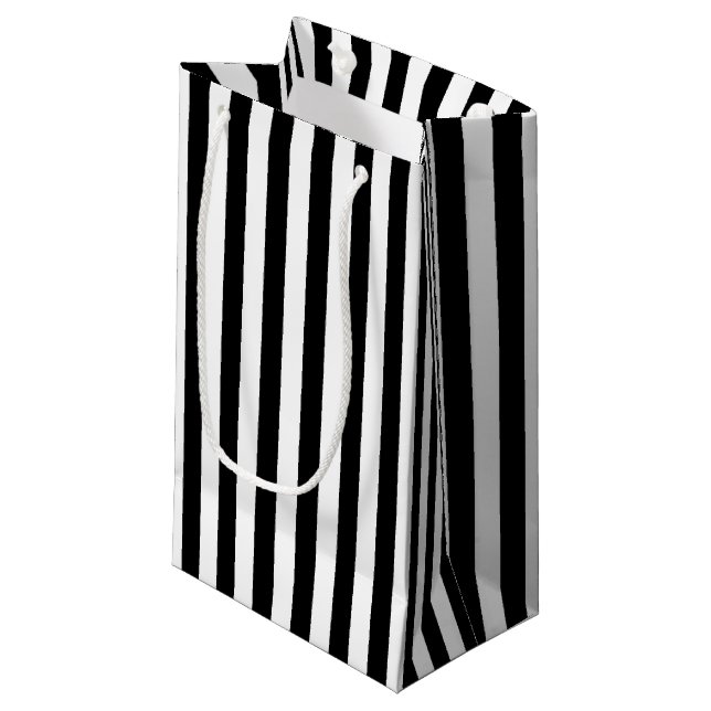 Petit Sac Cadeau Belle bande blanche noire (Devant Angle)