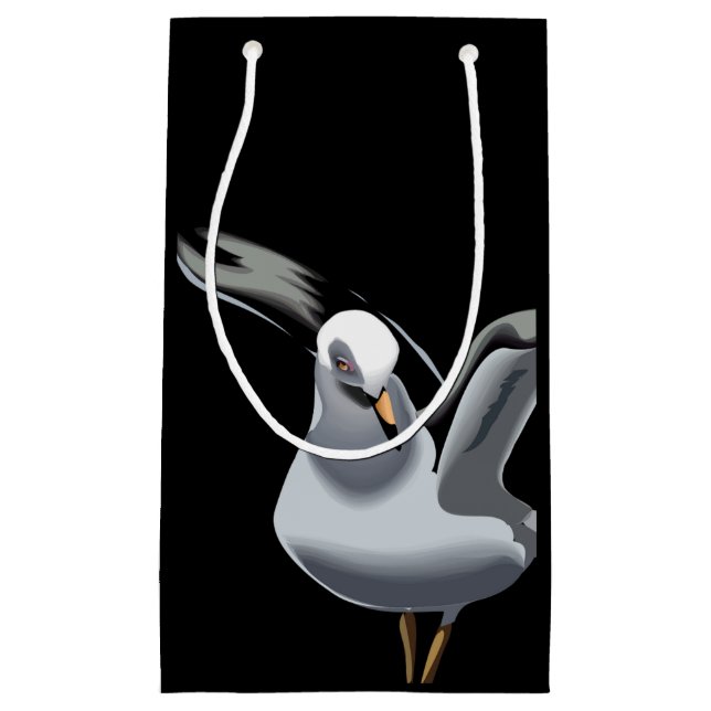 Petit Sac Cadeau Belle Mouette sur Black Beach (Devant)