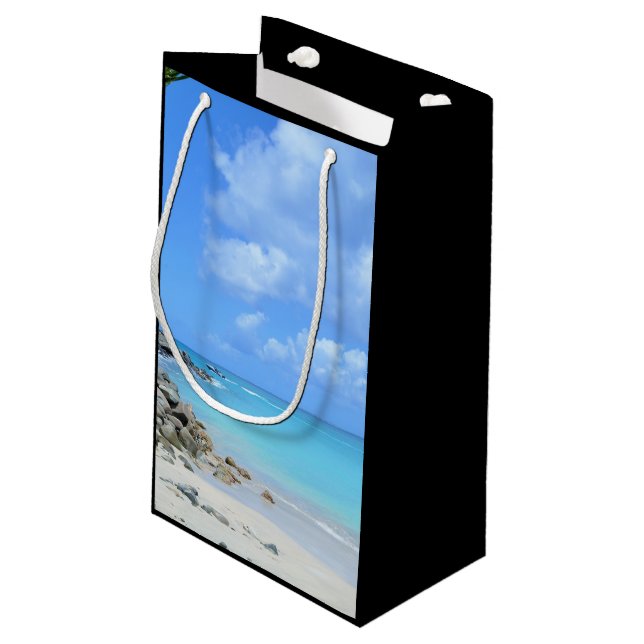 Petit Sac Cadeau Belle Plage Tropicale Turquoise (Dos Angle)