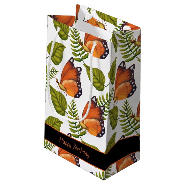 Petit Sac Cadeau Belles papillons | Texte modifiable (Dos Angle)