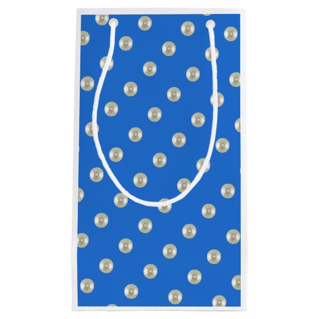 Petit Sac Cadeau Belles perles bleues (Devant)