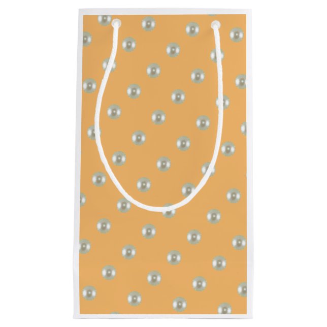 Petit Sac Cadeau Belles perles sur ocher (Devant)
