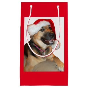 Petit Sac Cadeau Berger allemand portant un Casquette du Père Noël