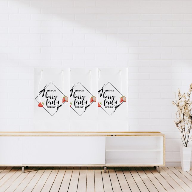 Petit Sac Cadeau Berry First | 1er anniversaire | fraise | Moderne (Créateur téléchargé)