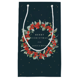 Petit Sac Cadeau Berry rouge foncé + Eucalyptus Noël/Fêtes