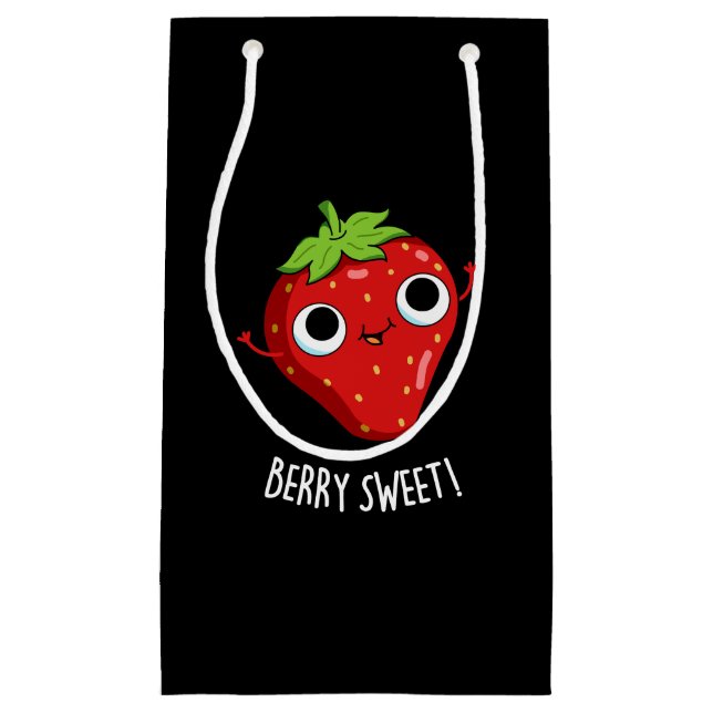 Petit Sac Cadeau Berry Sweet Funny Pun de fraise Dark BG (Devant)