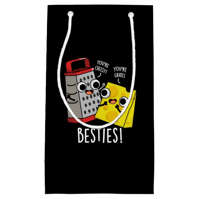 Petit Sac Cadeau Besties Funny Fromage Grater Pun Dark BG (Devant)