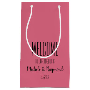 Petit Sac Cadeau Bienvenue à notre Mariage HOT PINK
