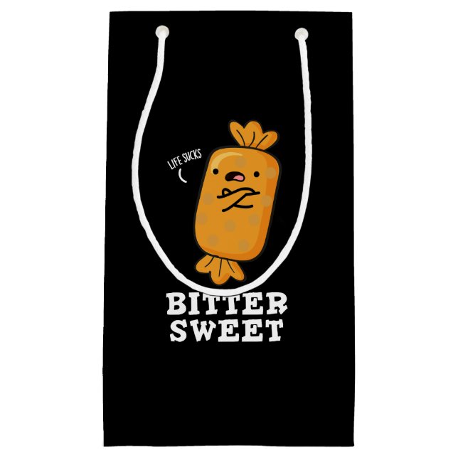 Petit Sac Cadeau Bitter Sweet Funny Candy Pun Dark BG (Devant)