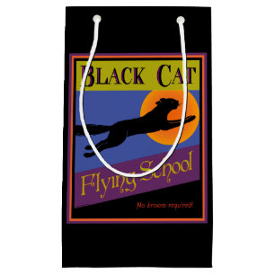 Petit Sac Cadeau Black Cat Flying School Halloween Vintage