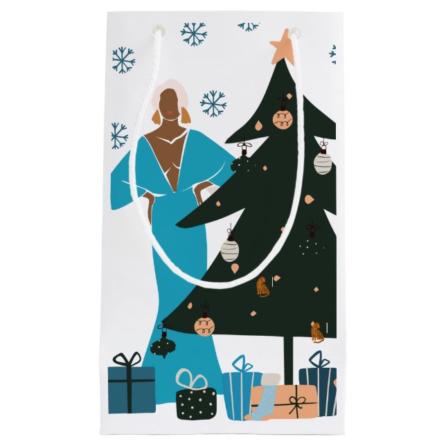 Petit Sac Cadeau Black Girl White Hair Cadeau de Noël (Devant)