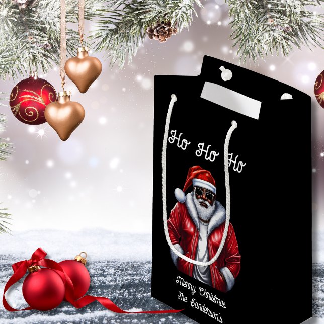 Petit Sac Cadeau Black Père Noël moderne Cool afro-américain Noël (Créateur téléchargé)