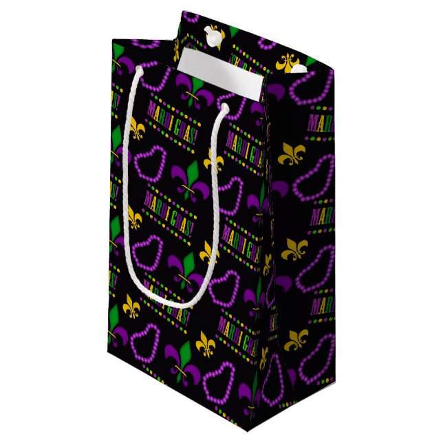 PETIT SAC CADEAU BLACK PURPLE VERT OR MARDI GRAS BEATS (Devant Angle)