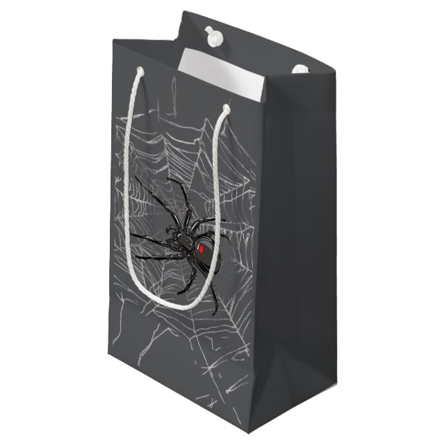 Petit Sac Cadeau Black Widow Spider And Spiderweb Drawing Art (Devant Angle)