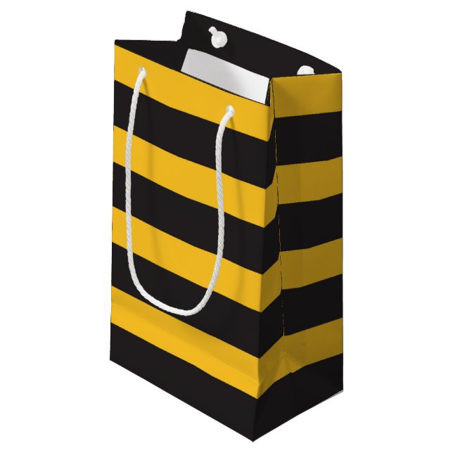 Petit Sac Cadeau Black Yellow Horizontal Lines Geometric Bee Animal (Devant Angle)