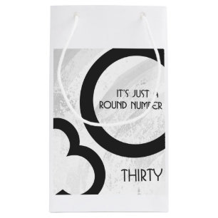 Petit Sac Cadeau Blanc 30 Décennie Anniversaire