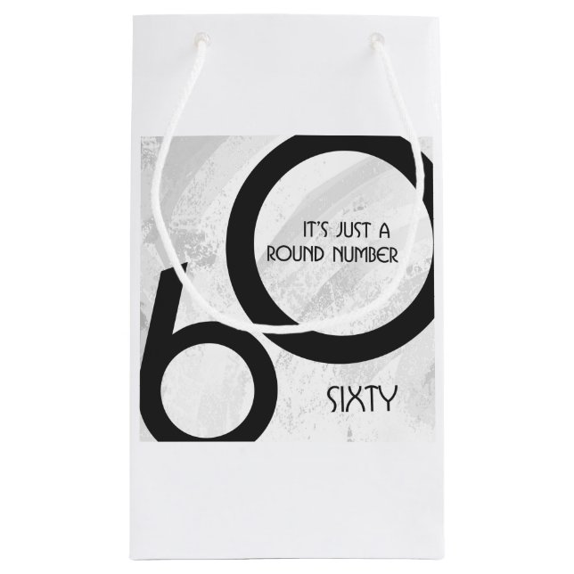 Petit Sac Cadeau Blanc 60 Décennie Anniversaire (Dos)