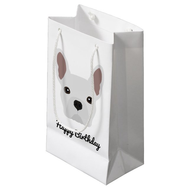 Petit Sac Cadeau Blancs mignons Chien-taureau (Devant Angle)