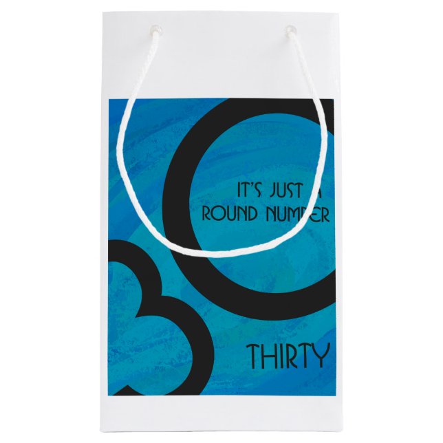 Petit Sac Cadeau Bleu 30 Décennie Anniversaire (Dos)