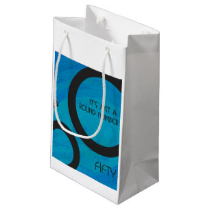 Petit Sac Cadeau Bleu 50 Décennie Anniversaire