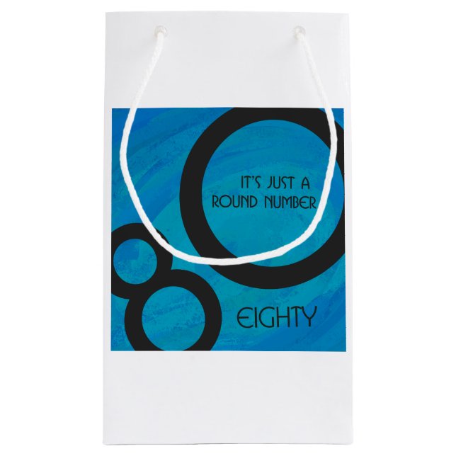 Petit Sac Cadeau Bleu 80 Décennie Anniversaire (Dos)