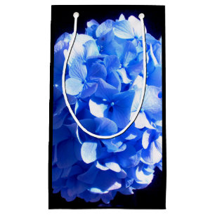 Petit Sac Cadeau Bleu cobalt floral élégant hydrangeas bleus