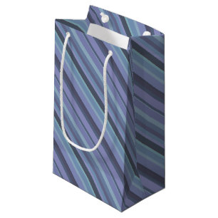 Petit Sac Cadeau Bleu-gris bandes diagonales