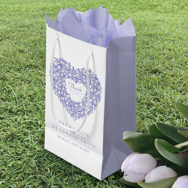 Petit Sac Cadeau Bleu très peri coeur tulipe merci mariage faveur (Créateur téléchargé)